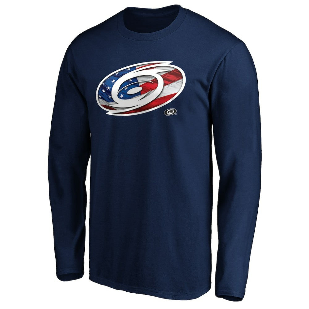 Carolina Hurricanes Banner Wave Logo Long Sleeve T-Shirt - Navy - NHL