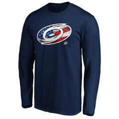 Carolina Hurricanes Banner Wave Logo Long Sleeve T-Shirt - Navy - NHL