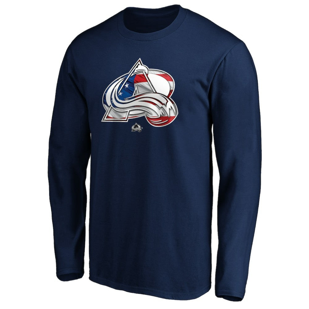 Colorado Avalanche Banner Wave Logo Long Sleeve T-Shirt - Navy - NHL