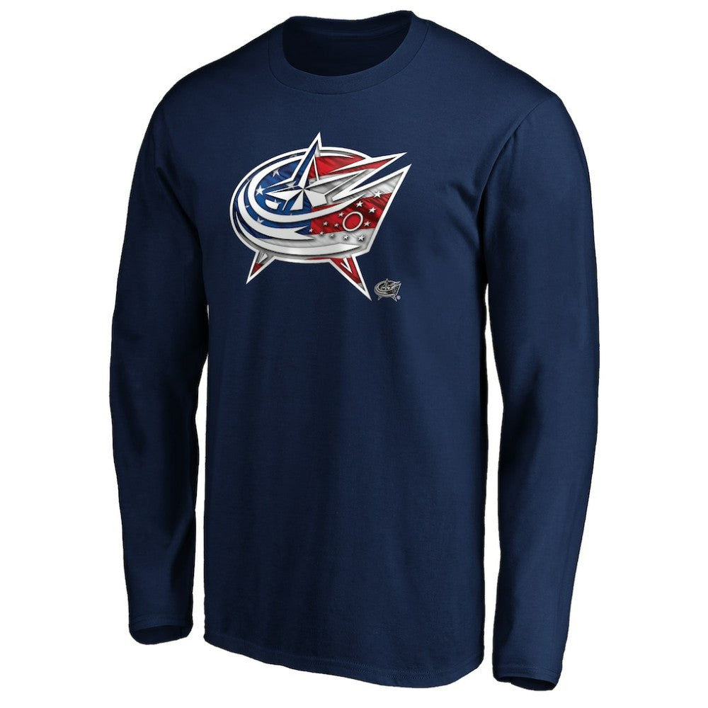 Columbus Blue Jackets Banner Wave Logo Long Sleeve T-Shirt - Navy - NHL