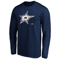 Dallas Stars Banner Wave Logo Long Sleeve T-Shirt - Navy - NHL