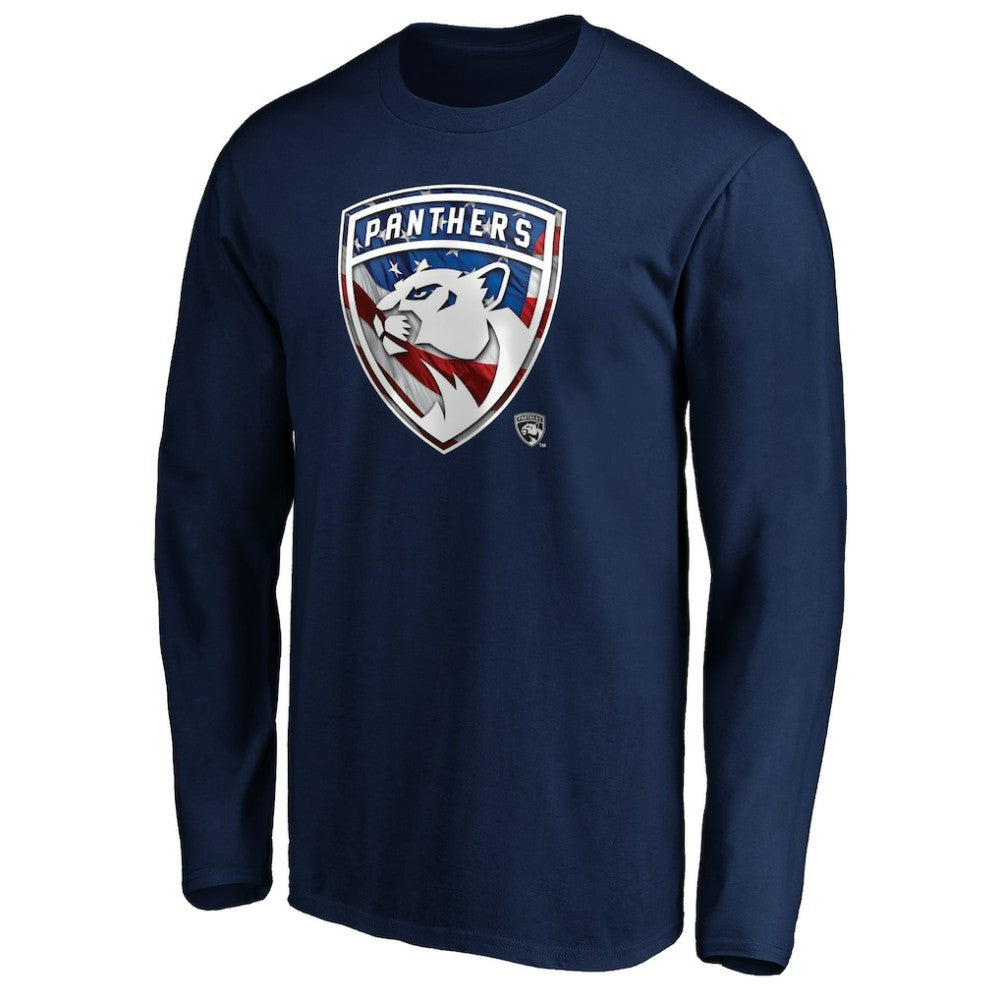 Florida Panthers Banner Wave Logo Long Sleeve T-Shirt - Navy - NHL