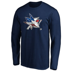 San Jose Sharks Banner Wave Logo Long Sleeve T-Shirt - Navy - NHL