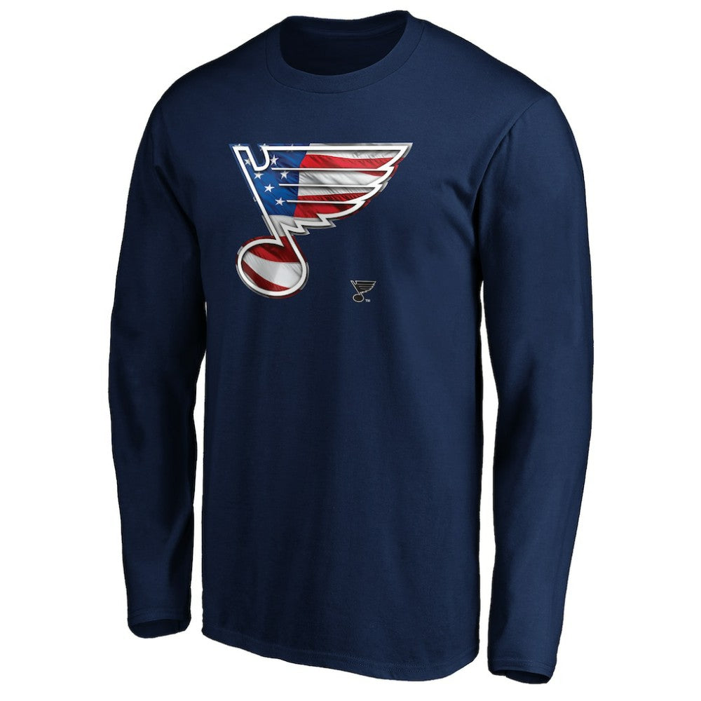 St. Louis Blues Banner Wave Logo Long Sleeve T-Shirt - Navy - NHL