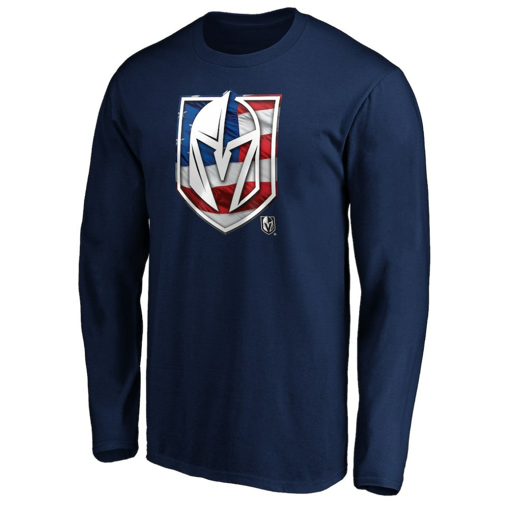 Vegas Golden Knights Banner Wave Logo Long Sleeve T-Shirt - Navy - NHL