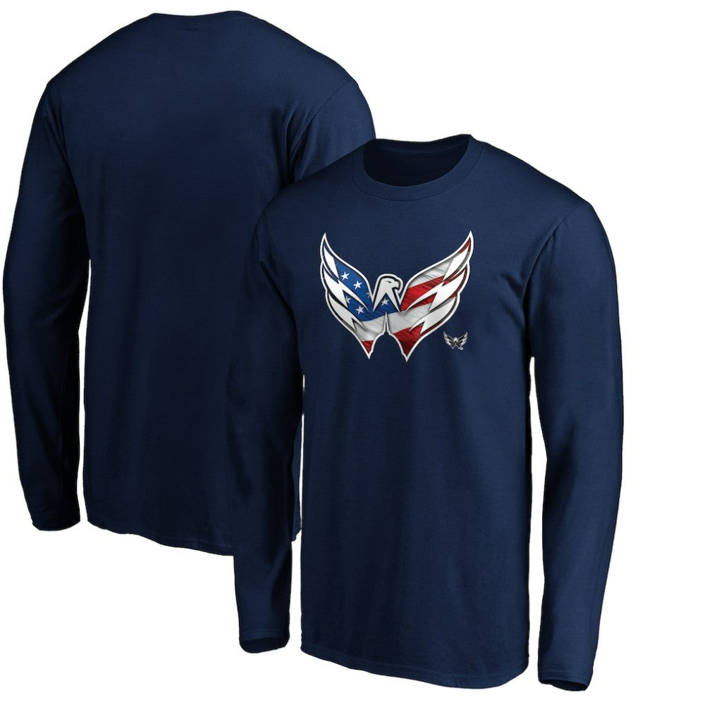 Washington Capitals Banner Wave Logo Long Sleeve T-Shirt - Navy - NHL