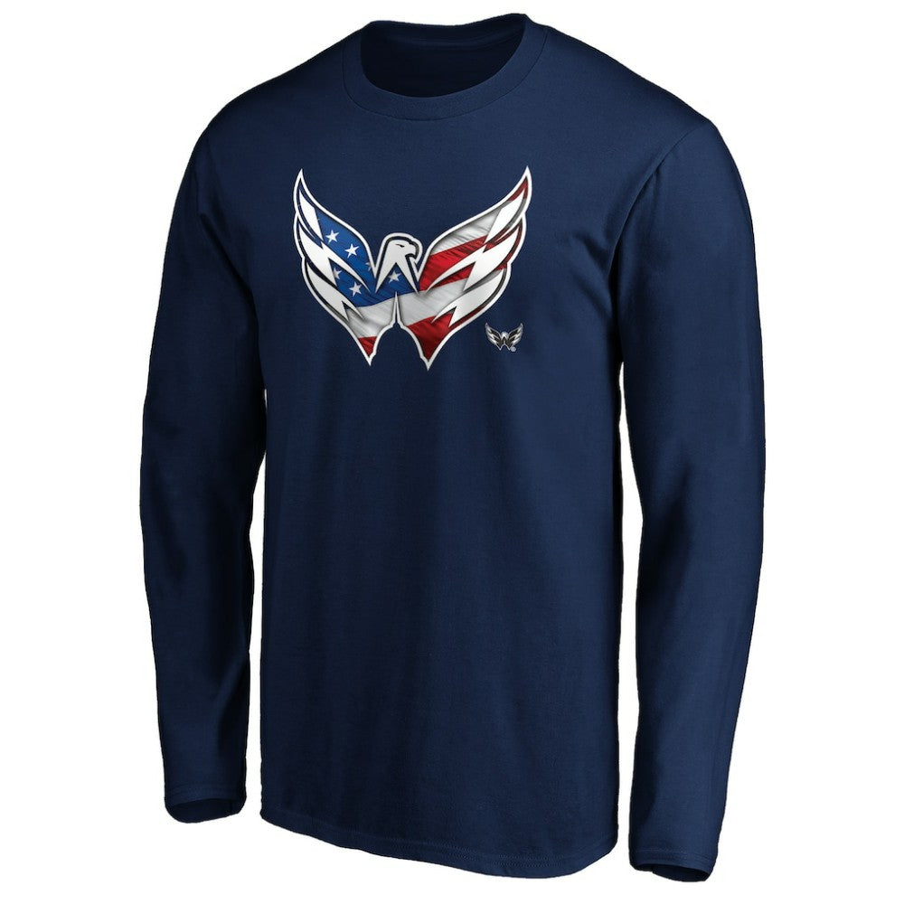 Washington Capitals Banner Wave Logo Long Sleeve T-Shirt - Navy - NHL