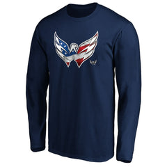 Washington Capitals Banner Wave Logo Long Sleeve T-Shirt - Navy - NHL