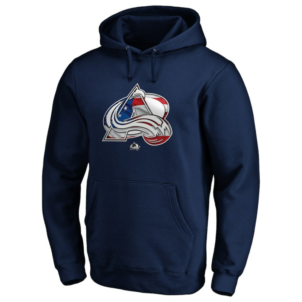 Colorado Avalanche Banner Wave Logo Pullover Hoodie - Navy - NHL