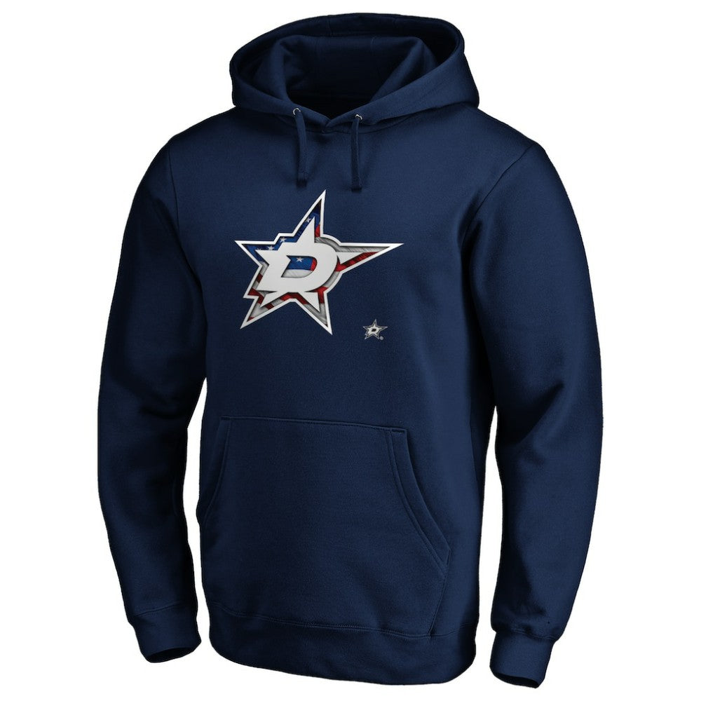 Dallas Stars Banner Wave Logo Pullover Hoodie - Navy - NHL