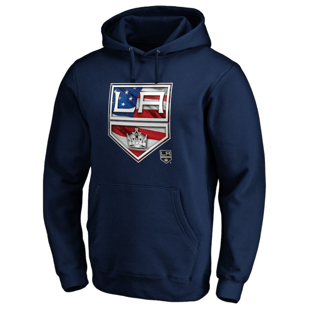 Los Angeles Kings Banner Wave Logo Pullover Hoodie - Navy - NHL