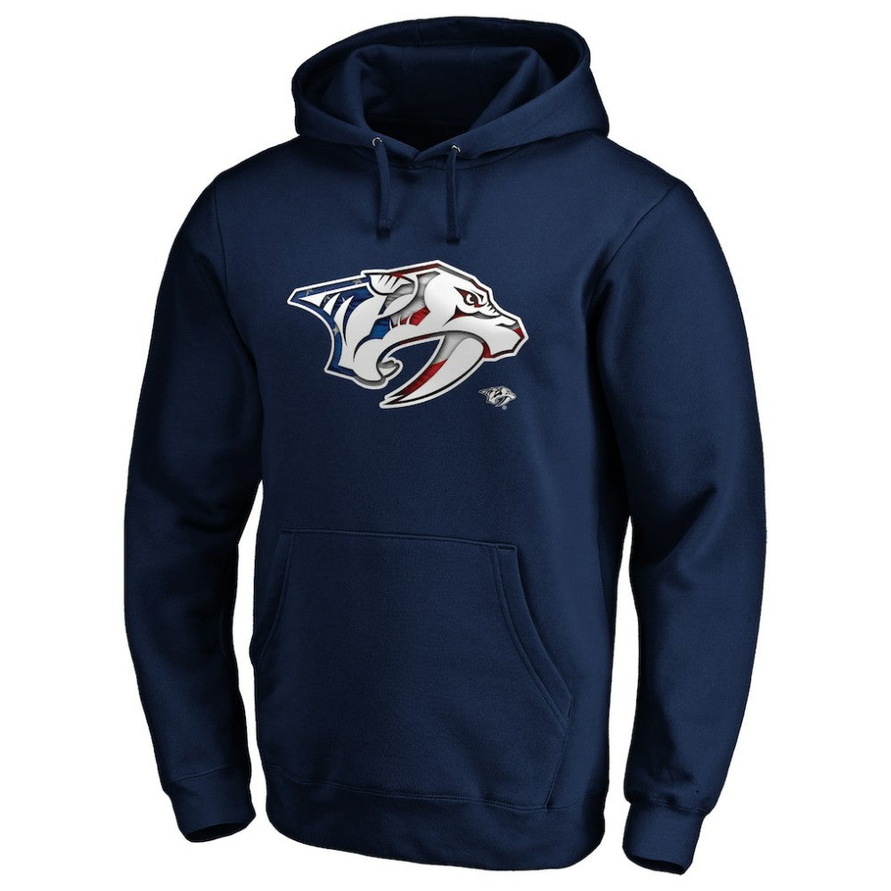 Nashville Predators Banner Wave Logo Pullover Hoodie - Navy - NHL
