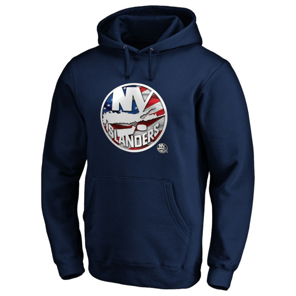New York Islanders Banner Wave Logo Pullover Hoodie - Navy - NHL