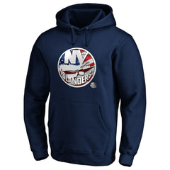 New York Islanders Banner Wave Logo Pullover Hoodie - Navy - NHL