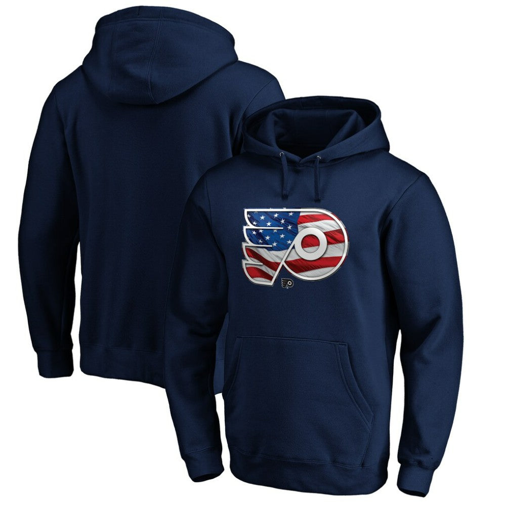 Philadelphia Flyers Banner Wave Logo Pullover Hoodie - Navy - NHL