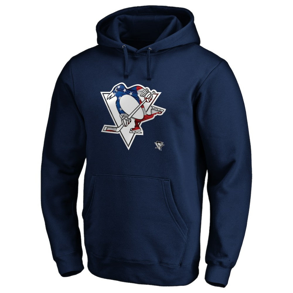 Pittsburgh Penguins Banner Wave Logo Pullover Hoodie - Navy - NHL