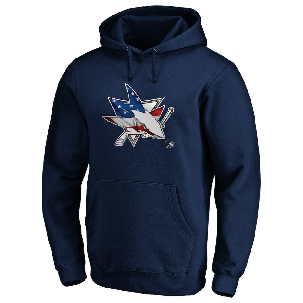 San Jose Sharks Banner Wave Logo Pullover Hoodie - Navy - NHL
