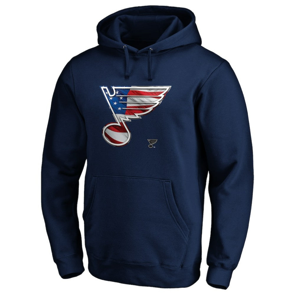 St. Louis Blues Banner Wave Logo Pullover Hoodie - Navy - NHL