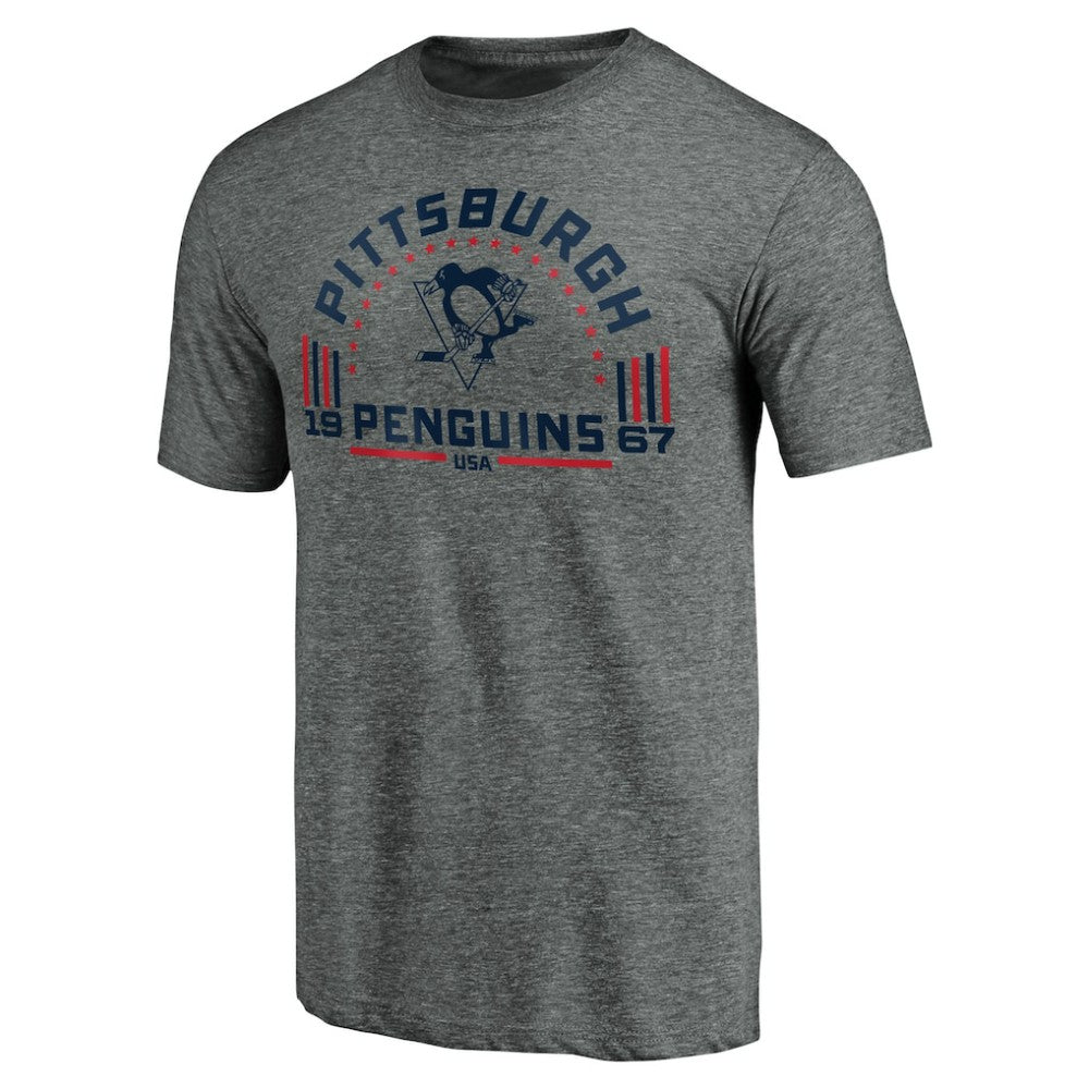 Pittsburgh Penguins Team Freedom Tri-Blend T-Shirt - Heathered Gray - NHL