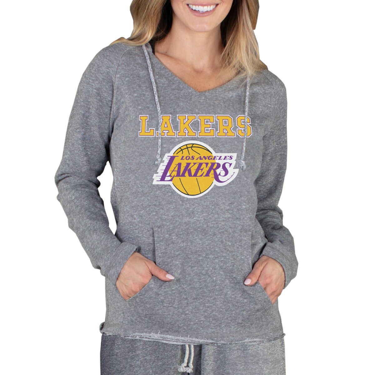 Los Angeles Lakers Concepts Sport Women's Mainstream Terry Hooded Top Gray - NBA