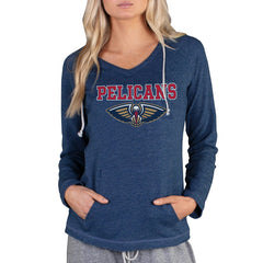 New Orleans Pelicans Concepts Sport Women's Mainstream Terry Hooded Top Navy - NBA