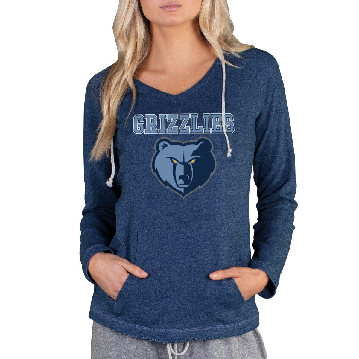 Memphis Grizzlies Concepts Sport Women's Mainstream Terry Hooded Top Navy - NBA