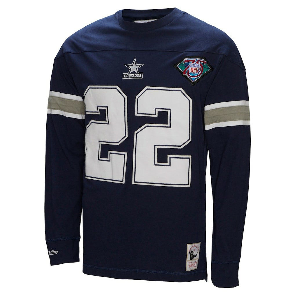 Emmitt Smith Dallas Cowboys Throwback Retired Player Name & Number Long Sleeve Top Navy | Mitchell & Ness