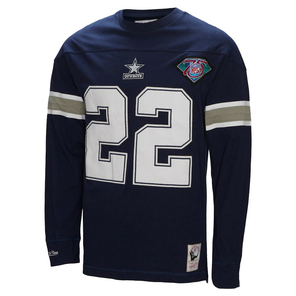 Emmitt Smith Dallas Cowboys Throwback Retired Player Name & Number Long Sleeve Top Navy | Mitchell & Ness