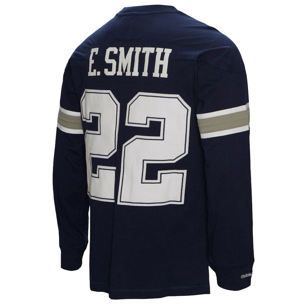 Emmitt Smith Dallas Cowboys Throwback Retired Player Name & Number Long Sleeve Top Navy | Mitchell & Ness