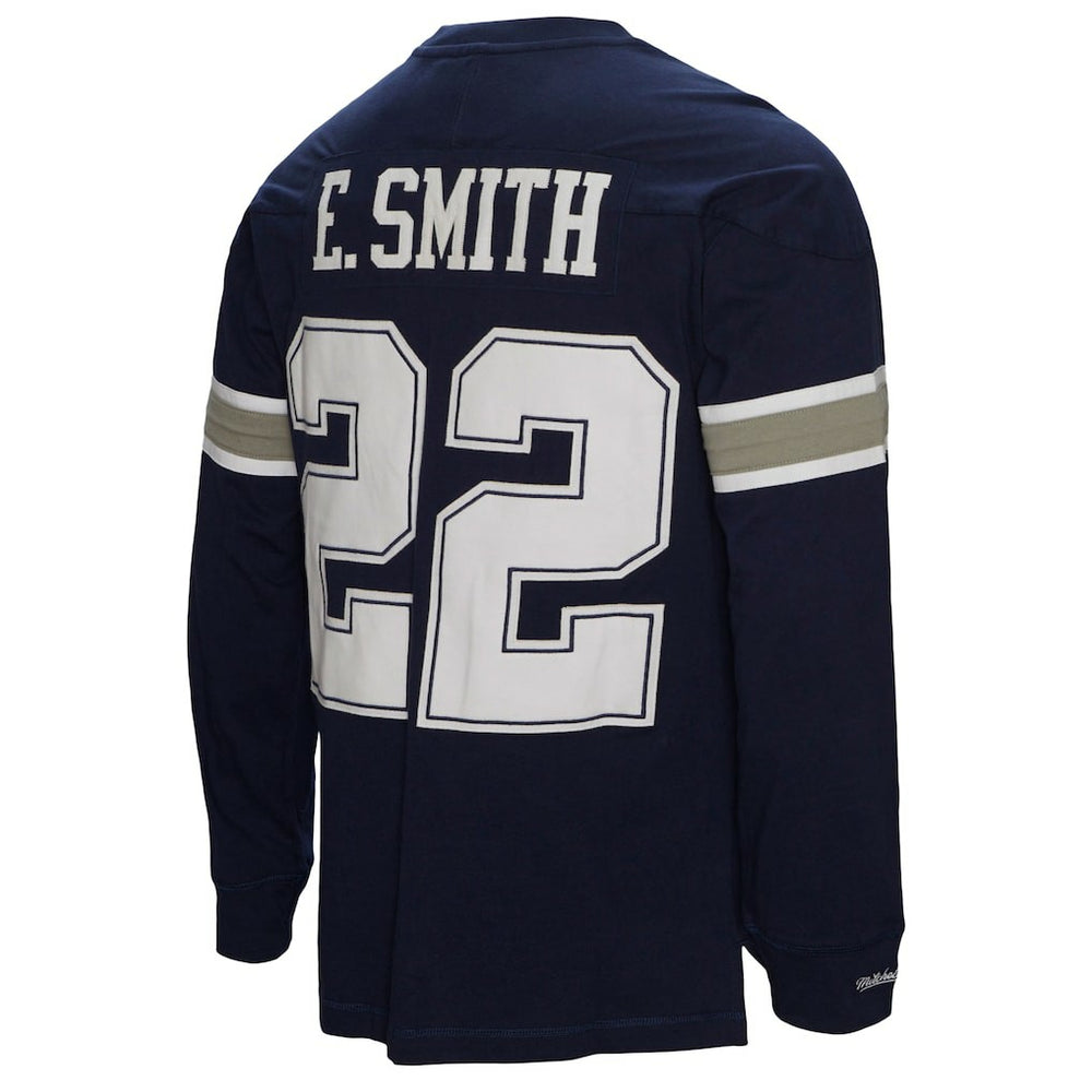 Emmitt Smith Dallas Cowboys Throwback Retired Player Name & Number Long Sleeve Top Navy | Mitchell & Ness