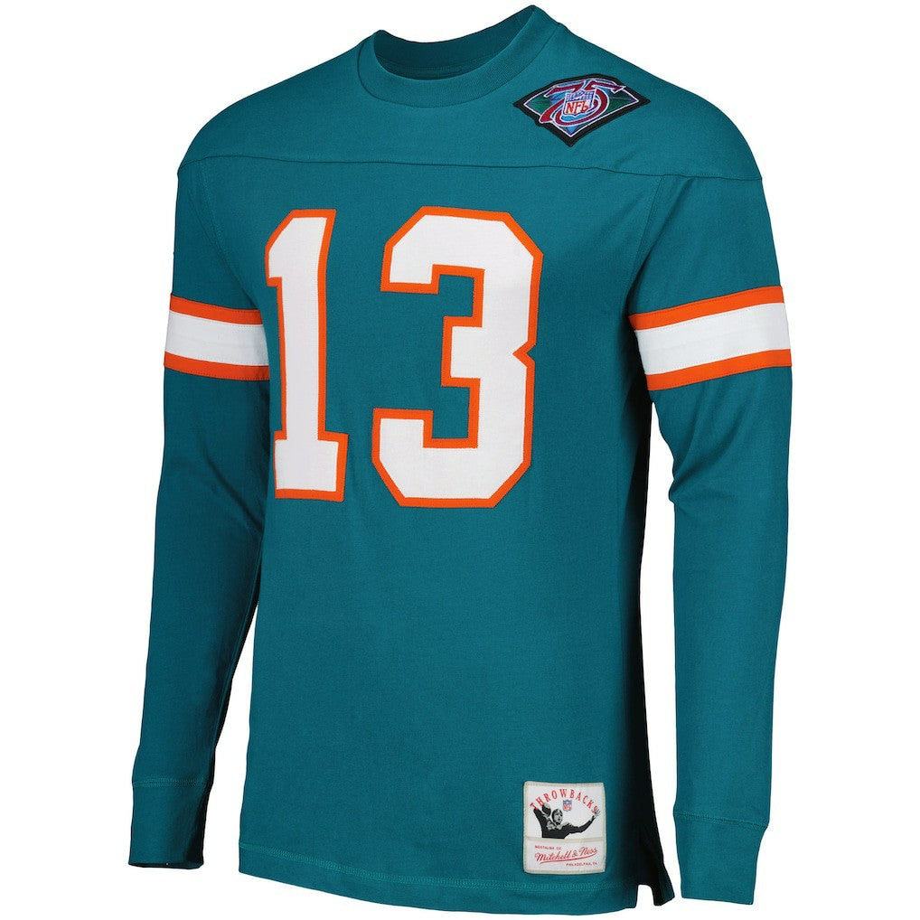 Dan Marino Miami Dolphins Throwback Retired Player Name & Number Long Sleeve Top Aqua | Mitchell & Ness