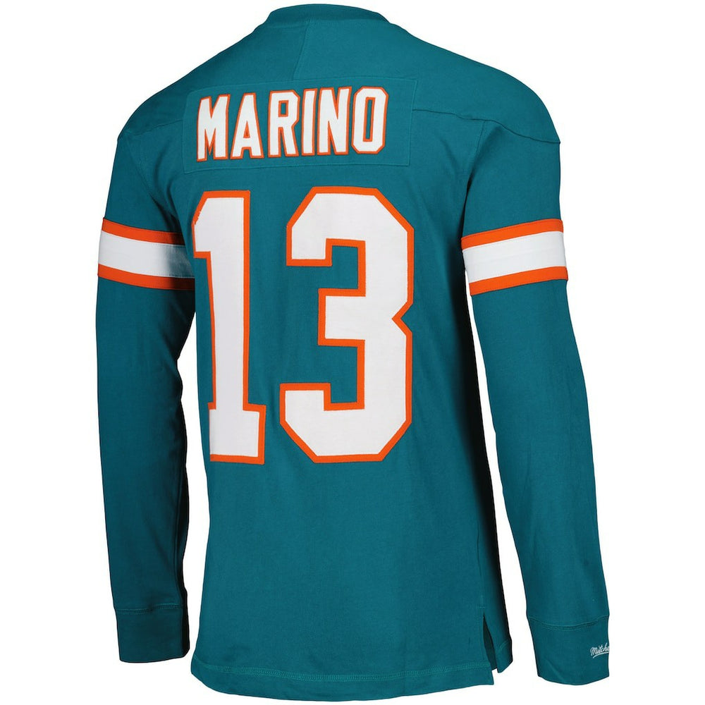 Dan Marino Miami Dolphins Throwback Retired Player Name & Number Long Sleeve Top Aqua | Mitchell & Ness