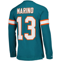 Dan Marino Miami Dolphins Throwback Retired Player Name & Number Long Sleeve Top Aqua | Mitchell & Ness