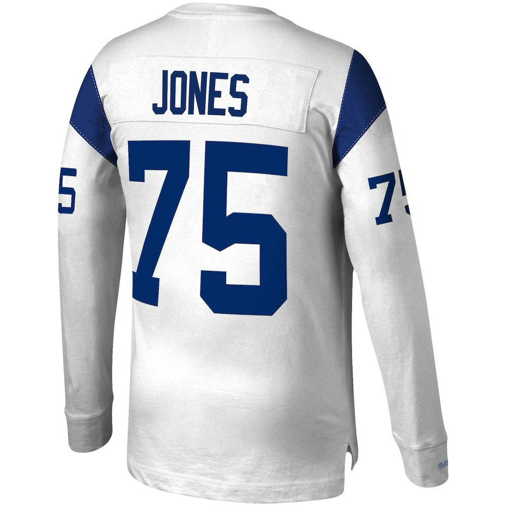 Deacon Jones Los Angeles Rams Throwback Retired Player Name & Number Long Sleeve Top White | Mitchell & Ness
