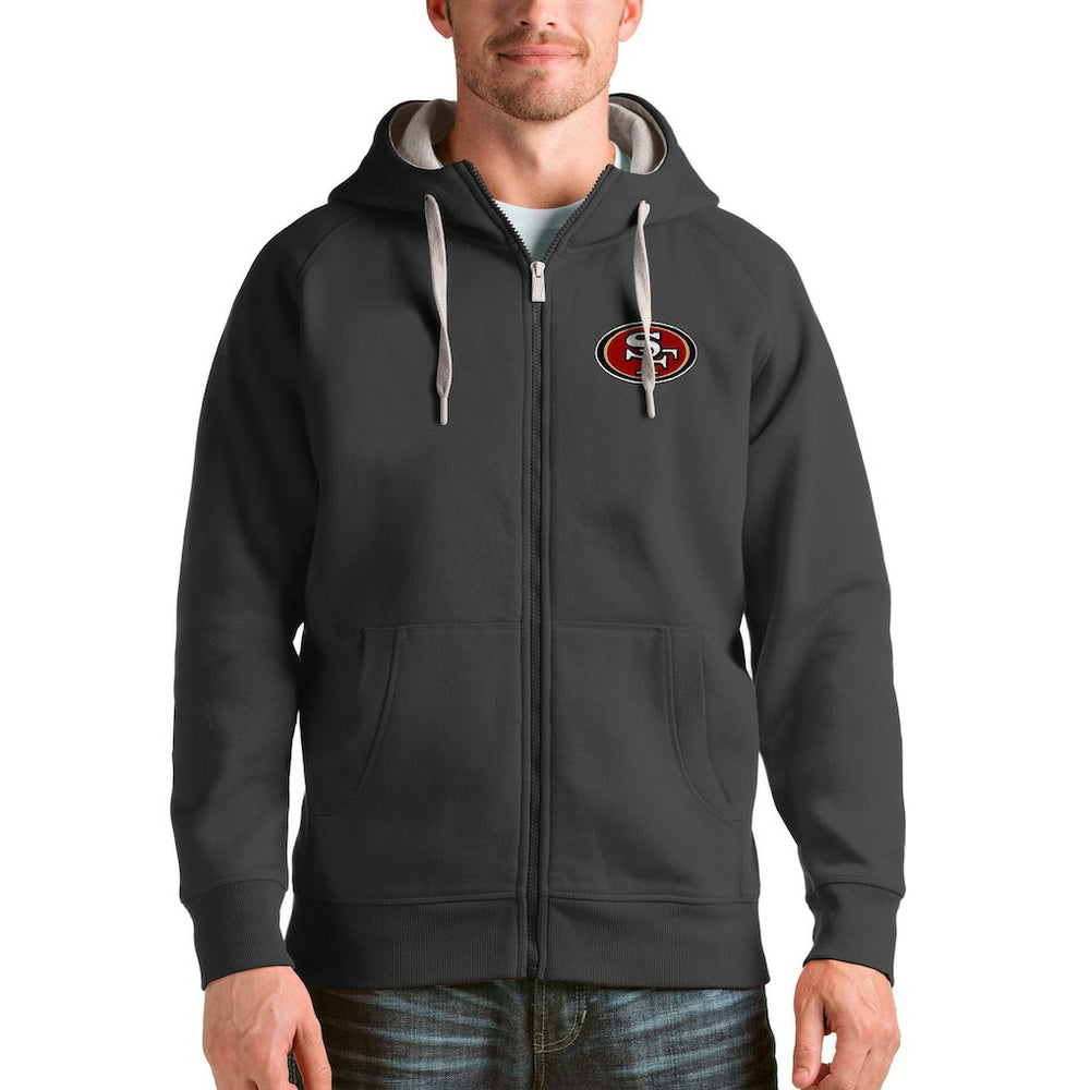 San Francisco 49ers Antigua Victory Full-Zip Hoodie Charcoal | NFL