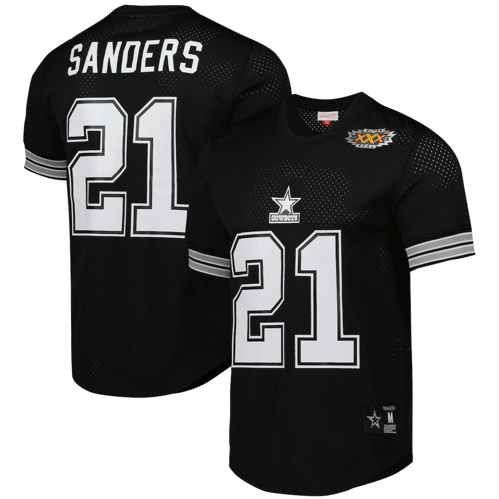 Deion Sanders Dallas Cowboys Retired Player Name & Number Mesh Top Black | Mitchell & Ness