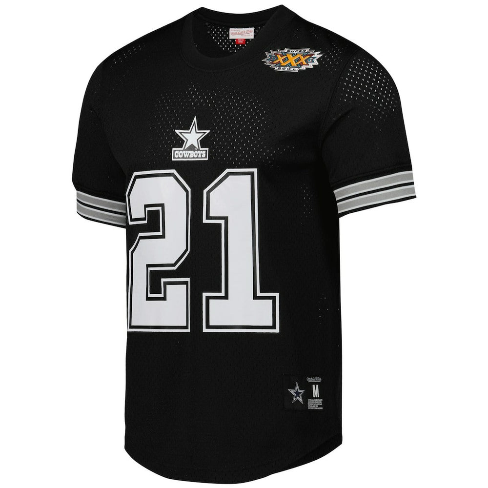 Deion Sanders Dallas Cowboys Retired Player Name & Number Mesh Top Black | Mitchell & Ness
