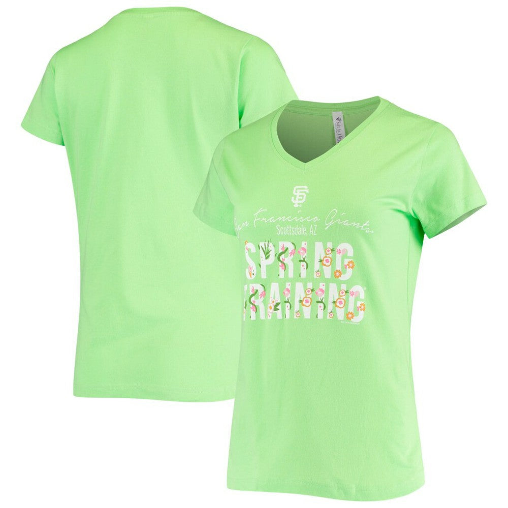 San Francisco Giants Soft as a Grape Women's Script Floral V-Neck T-Shirt - MLB