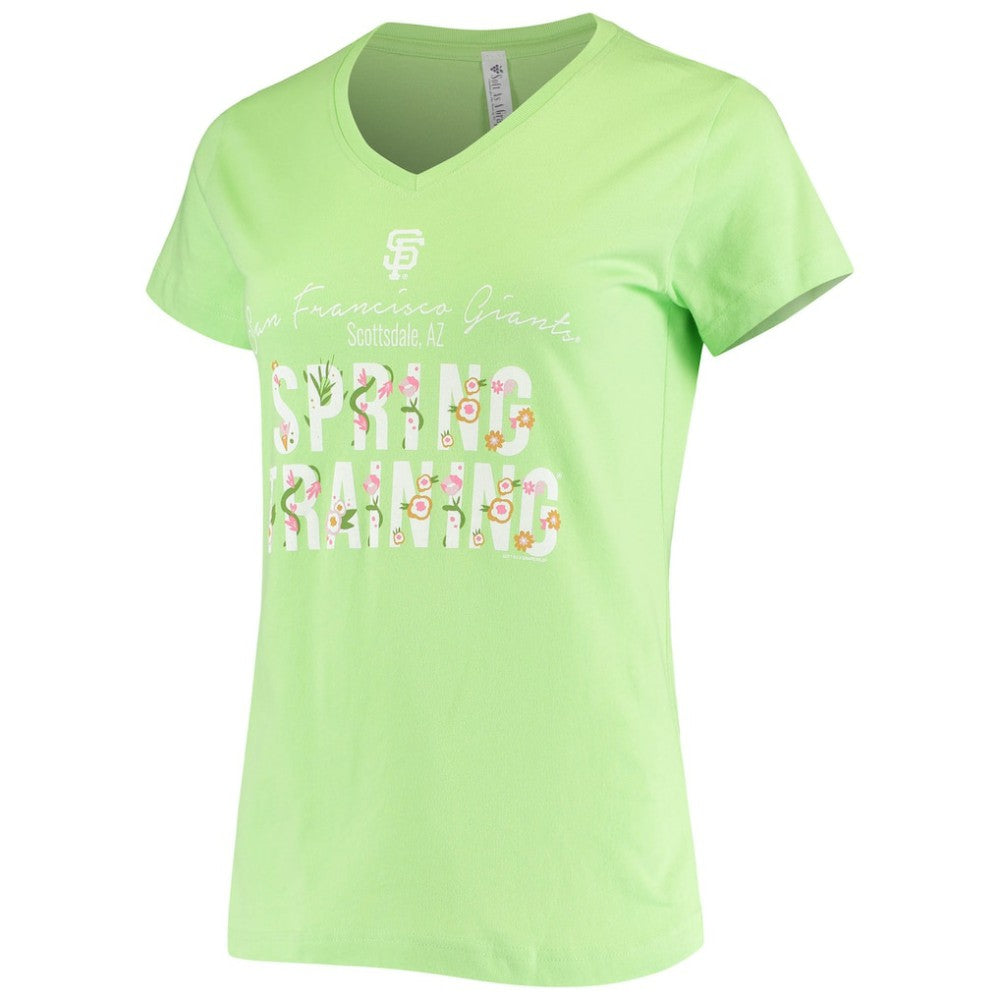 San Francisco Giants Soft as a Grape Women's Script Floral V-Neck T-Shirt - MLB