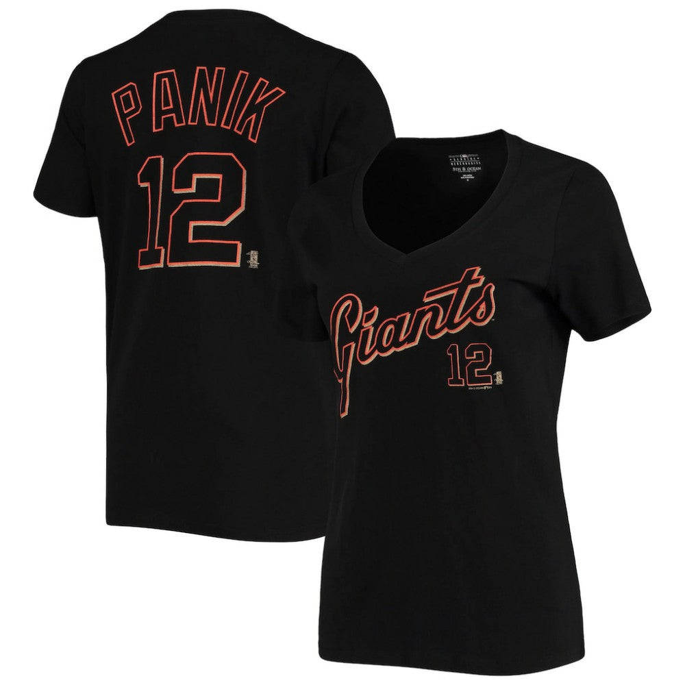 Joe Panik San Francisco Giants 5th & Ocean by New Era Women's Script Name and Number V-Neck T-Shirt Black T-shirts - MLB