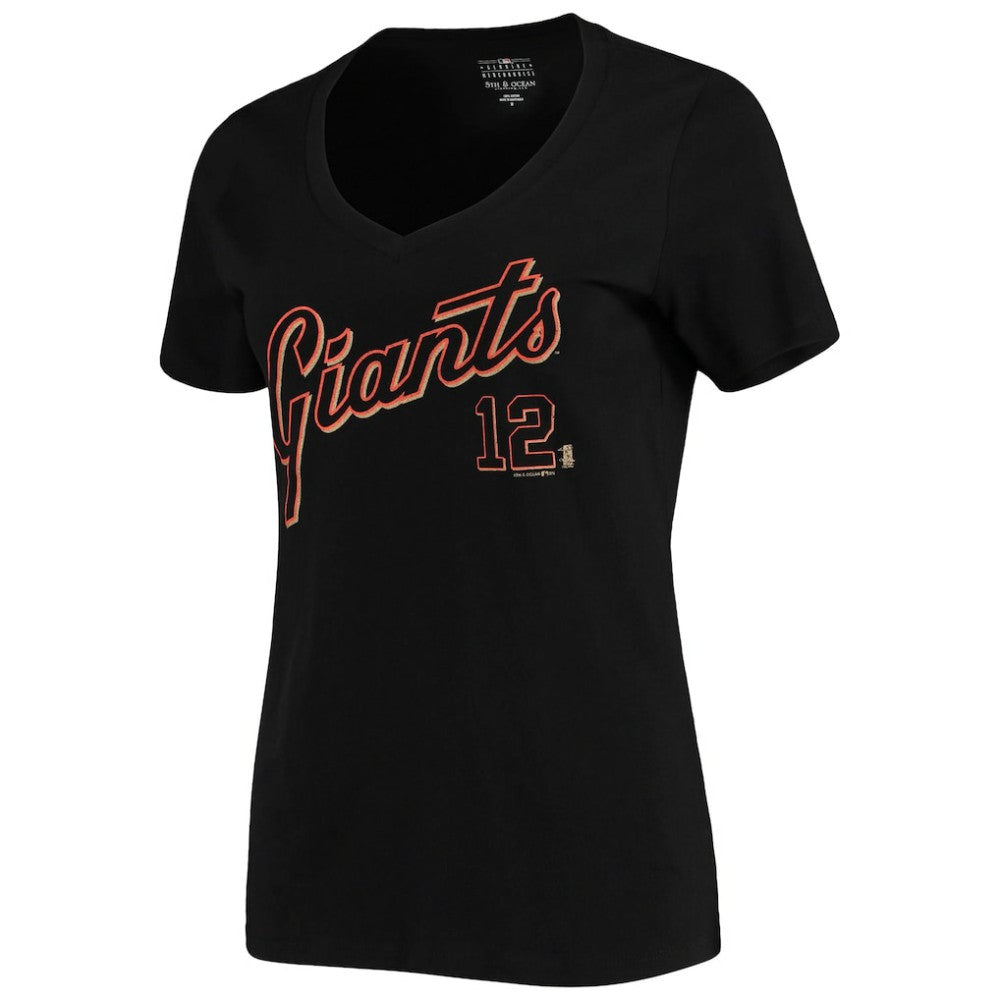 Joe Panik San Francisco Giants 5th & Ocean by New Era Women's Script Name and Number V-Neck T-Shirt Black T-shirts - MLB