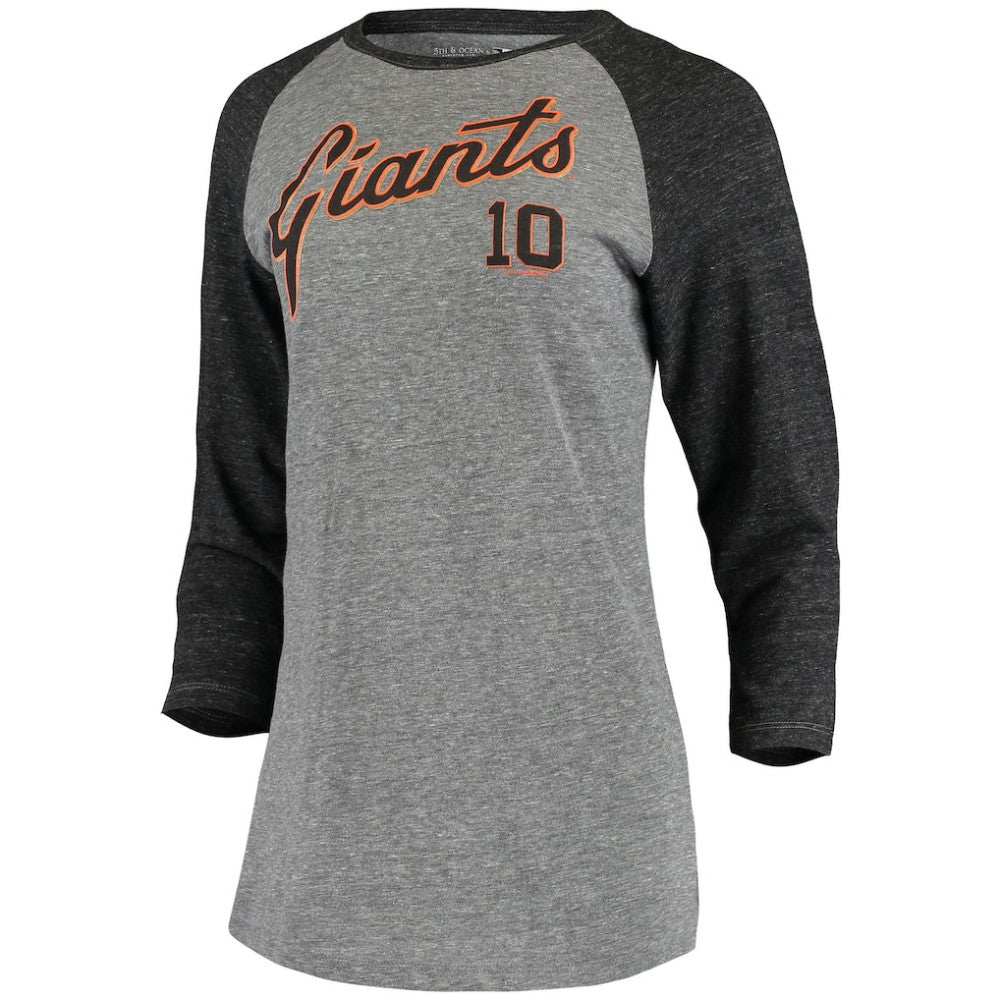 Evan Longoria San Francisco Giants 5th & Ocean by New Era Women's Script Name & Number Raglan Tri-Blend 3/4-Sleeve T-Shirt - MLB