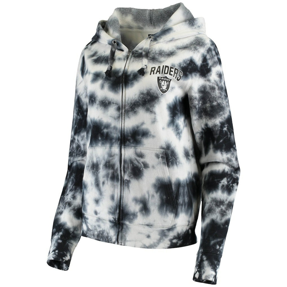 Las Vegas Raiders New Era Women's Tie Dye Fleece Full-Zip Hoodie Black | NFL