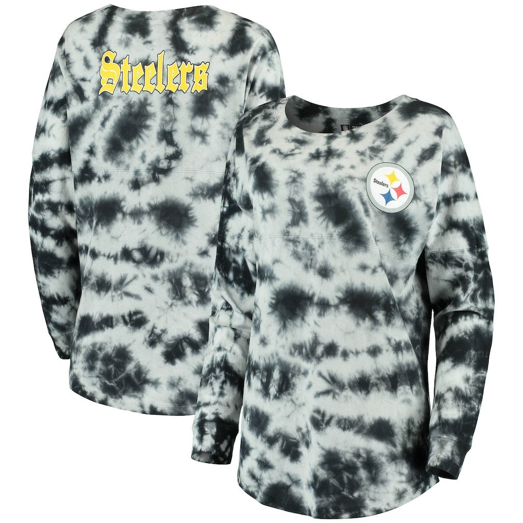 Pittsburgh Steelers New Era Women's Tie-Dye Long Sleeve T-Shirt Black | NFL