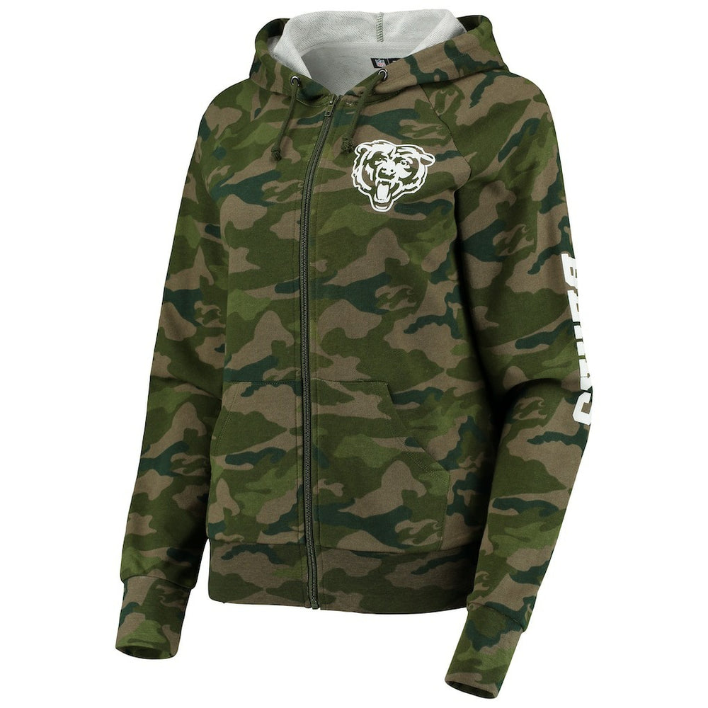 Chicago Bears New Era Women's Raglan Full-Zip Hoodie Camo | NFL