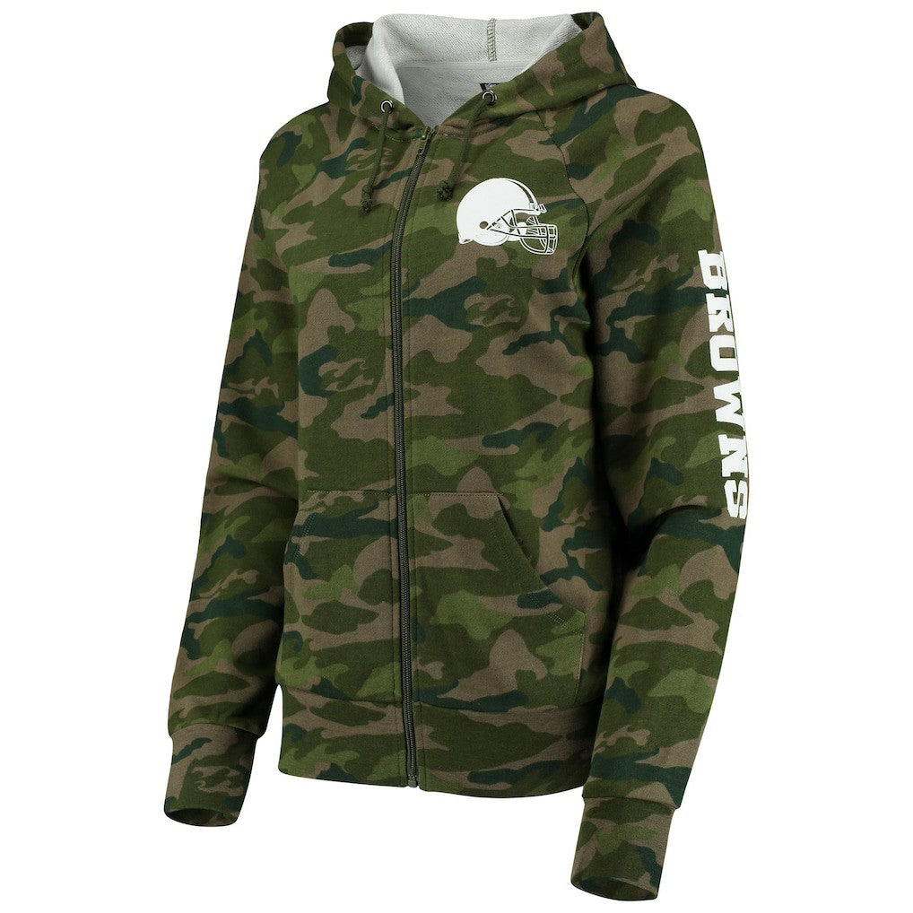 Cleveland Browns New Era Women's Raglan Full-Zip Hoodie Camo | NFL