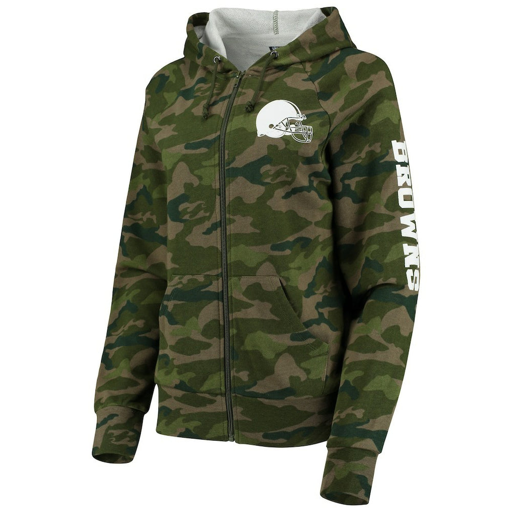 Cleveland Browns New Era Women's Raglan Full-Zip Hoodie Camo | NFL