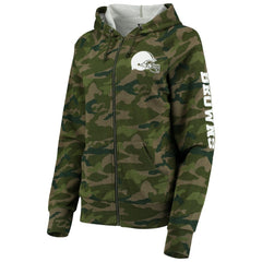 Cleveland Browns New Era Women's Raglan Full-Zip Hoodie Camo | NFL