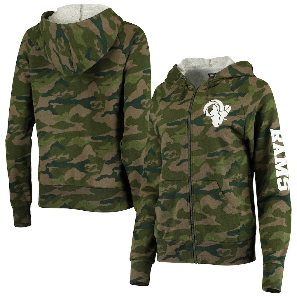 Los Angeles Rams New Era Women's Raglan Full-Zip Hoodie Camo | NFL
