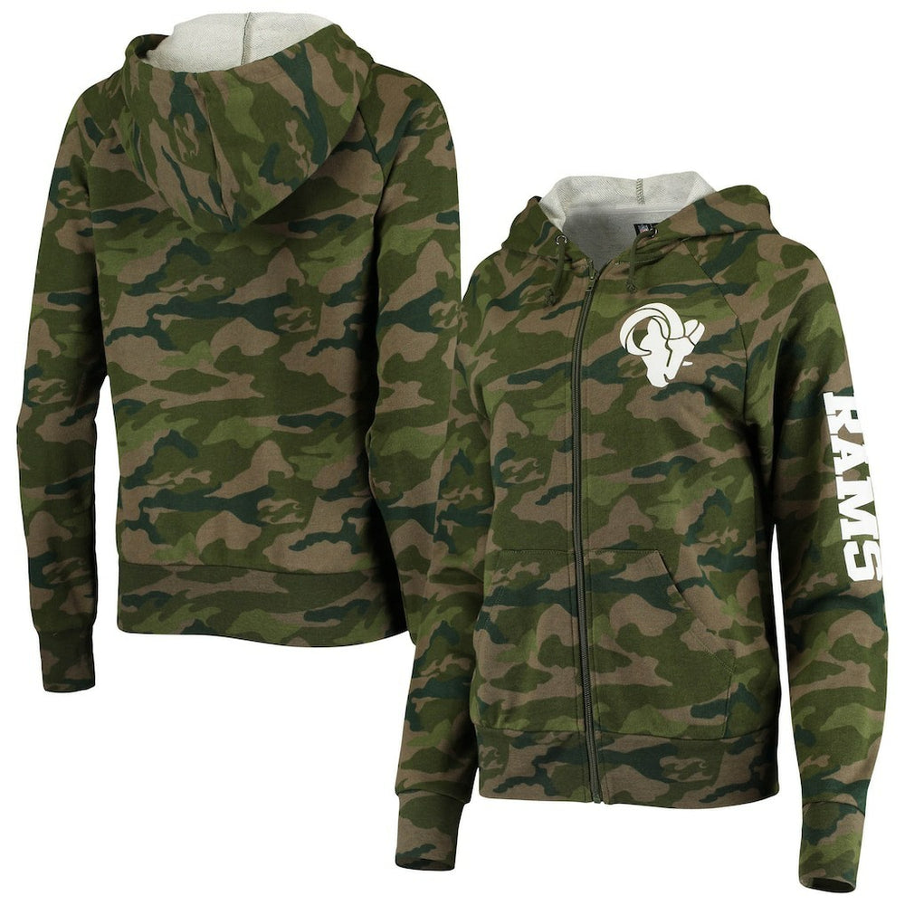Los Angeles Rams New Era Women's Raglan Full-Zip Hoodie Camo | NFL